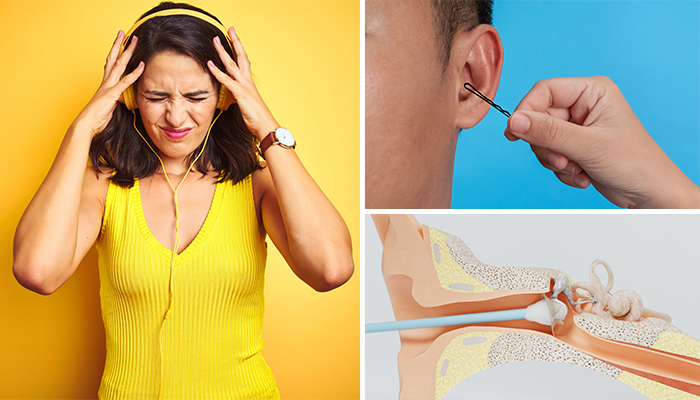 What causes a ruptured eardrum? 