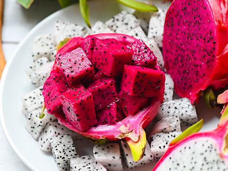 Dragon fruit with red and white pulp