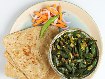 Okra served with chappathi